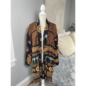 A.K.F Size 20 Vintage Baroque Leopard Print Kimono Cardigan Maximalist VTG 80s